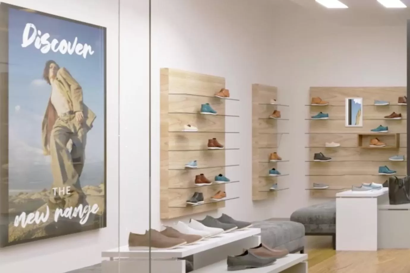 Digital signage in a shoe shop