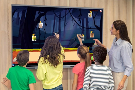 Student using CleverStore educational apps on a MimioPro 4 Interactive Display
