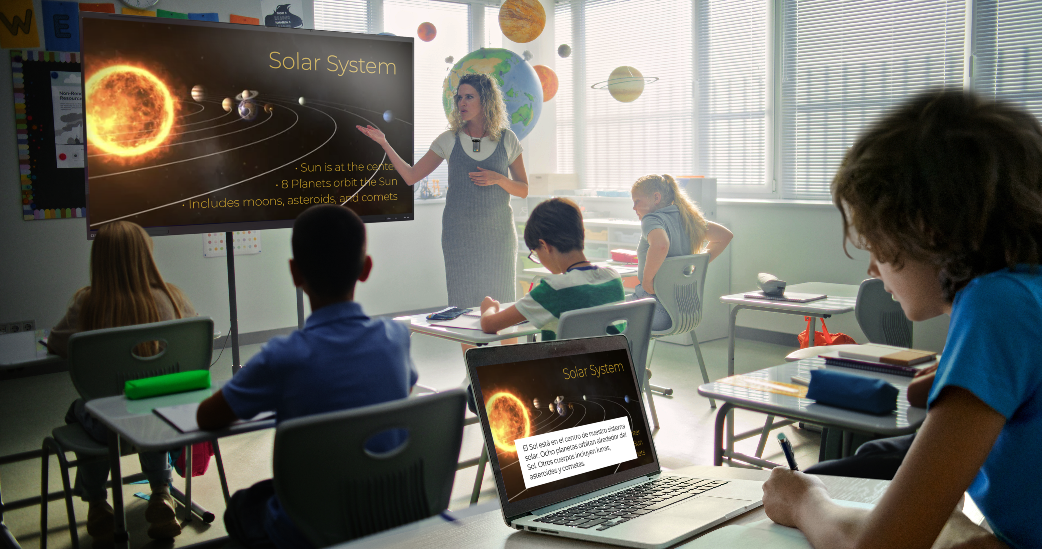 FrontRow Live real-time captioning in a classroom
