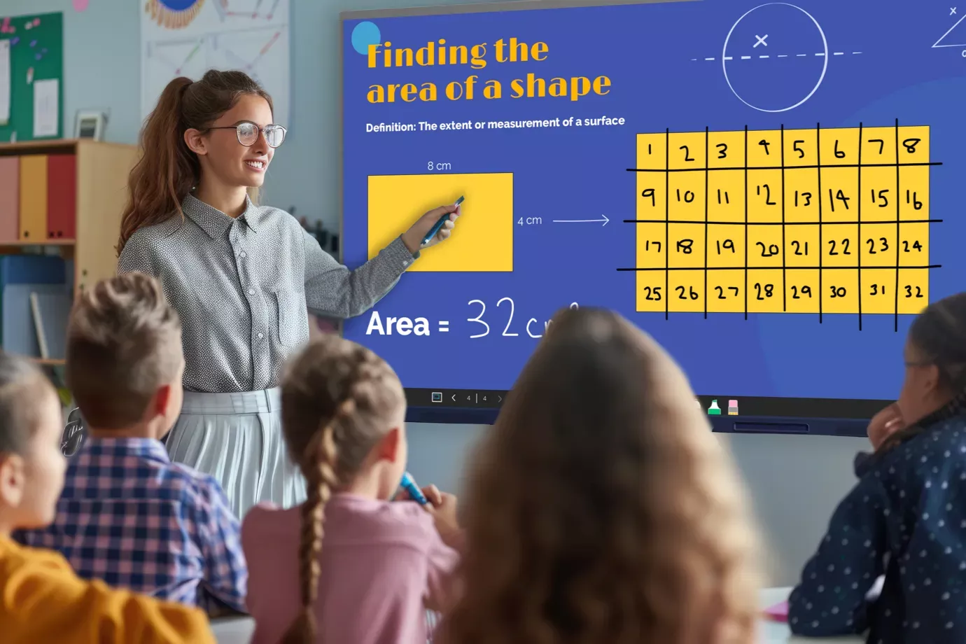 Someone pressing the menu button on a MimioPro 4 Display